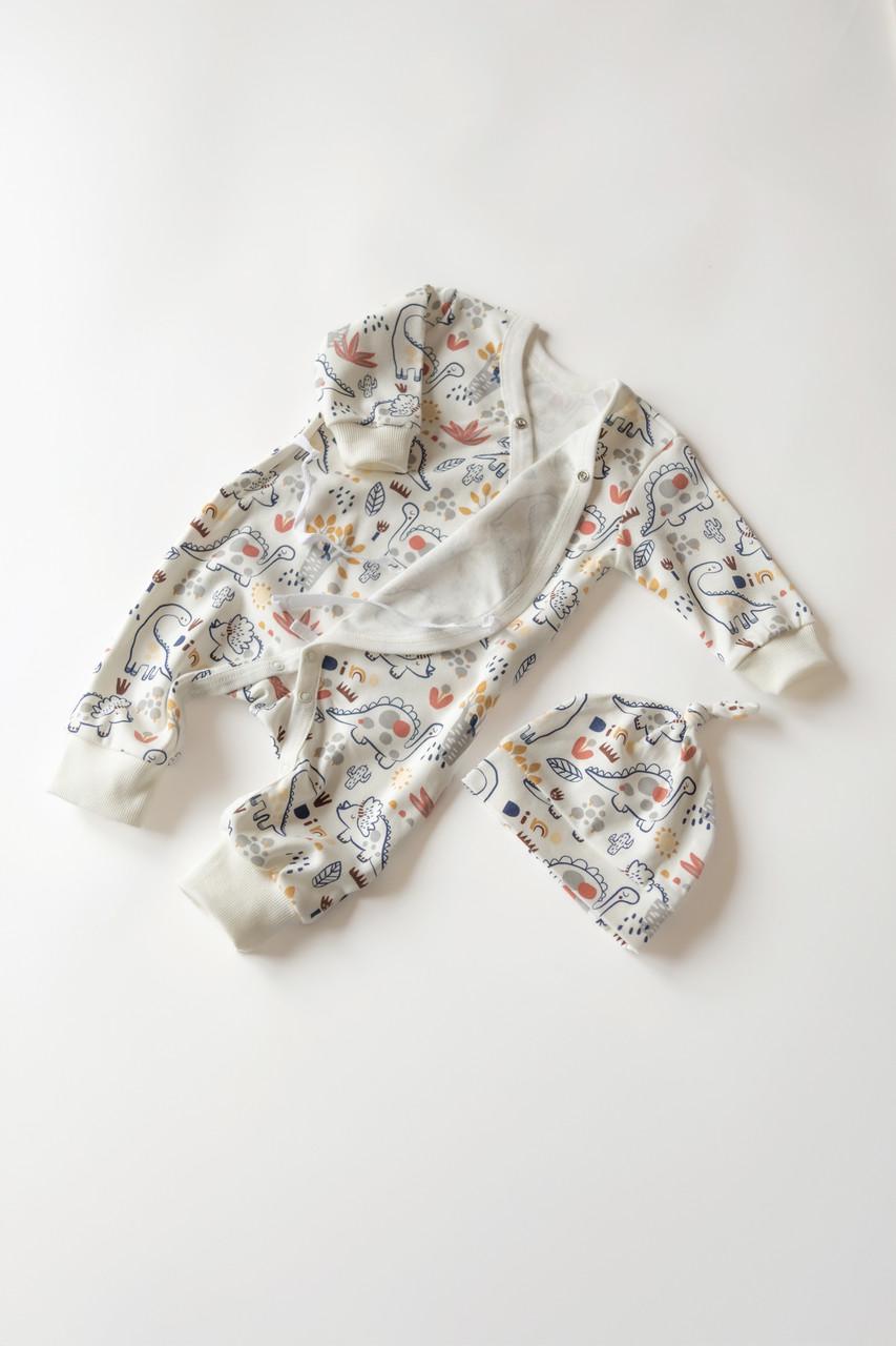 Комплект одягу ромпер кімоно/шапочка  Діно 56 см (2702866009)