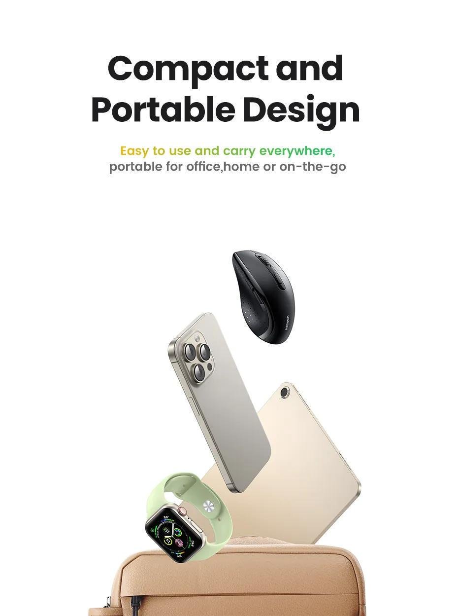 Мышь беспроводная UGREEN эргономичная 1600 DPI 2.4 ГГц Черный (45012) - фото 8 Мышь беспроводная UGREEN эргономичная 1600 DPI 2.4 ГГц Черный (45012) - фото 8