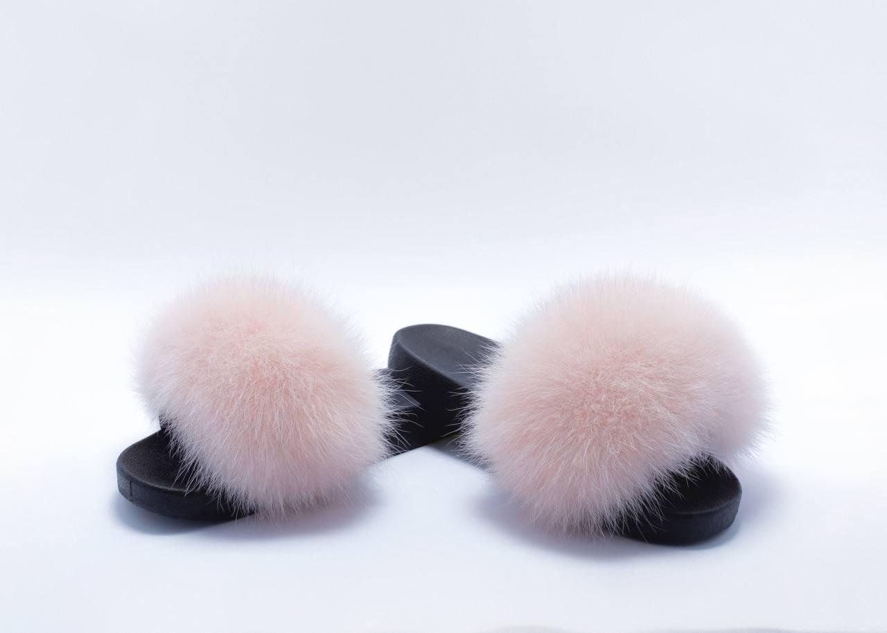 Тапочки Алвані з натуральним хутром песця р. 37 Бежевий