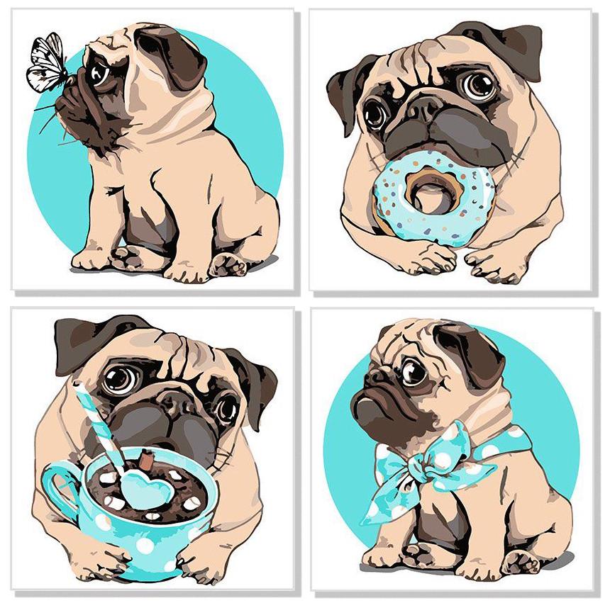 Набор для росписи по номерам Идейка Полиптих/Маленький озорник 4 шт 18х18 см (KNP005)