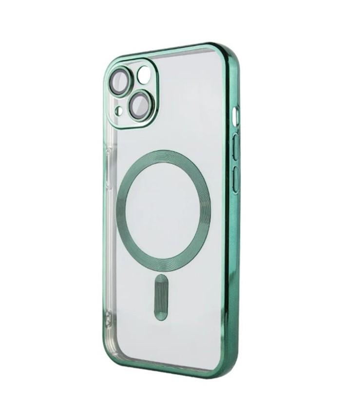 Чехол-накладка TPU для Apple iPhone 15 Plus с MagSafe и защитой камеры Green - фото 3