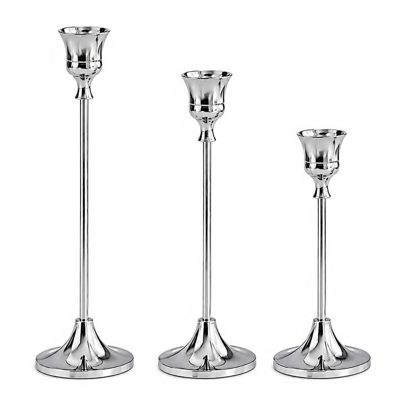 Комплект подсвечников высоких Lesko 0013 металлические 3 пр. Silver (36490815)