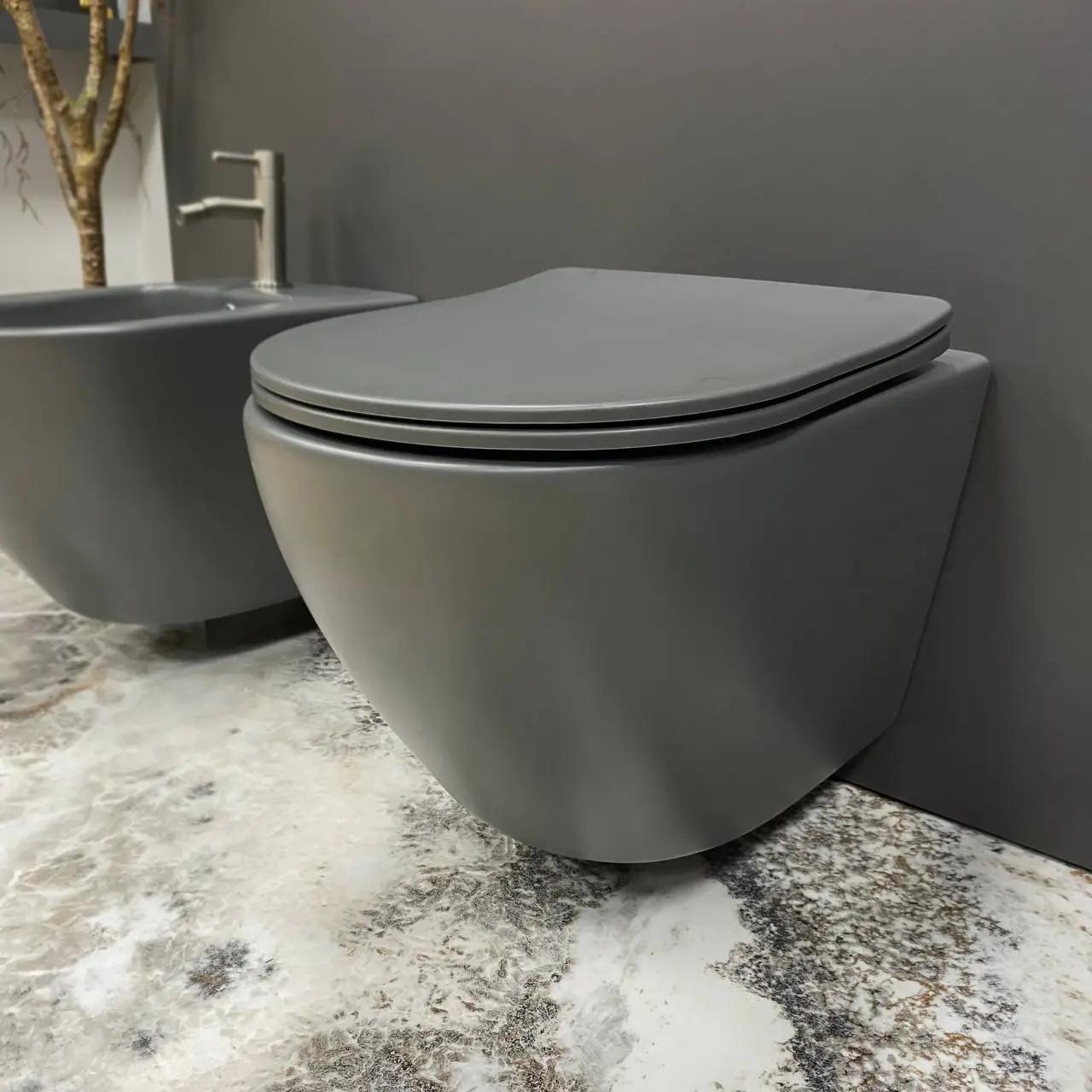 Унитаз подвесной VBI Vulcano безобедочный 490x360 мм Серый матовый (RM-VBI-020410)