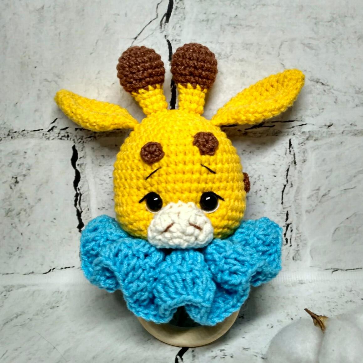 Игрушка детская погремушка вязаная ручной работы амигуруми Жираф Hand Made 18 cм Желтый (300-052)