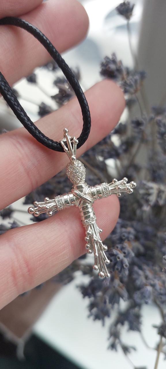 Хрестик срібний Мотанка з цирконами 925 проба (30255706)