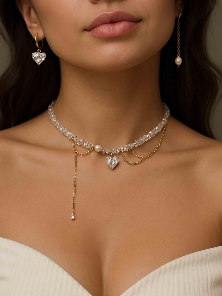 Чокер LeBijou с цепочками и жемчужиной (5438)