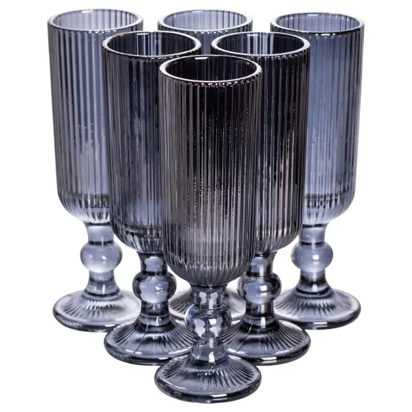 Набор бокалов для шампанского фигурных из толстого стекла 6 шт. по 160 мл Серый