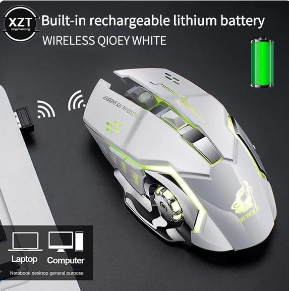 Комп'ютерна мишка бездротова ігрова X8 WolF підсвічування USB Charge з вбудованим акумулятором WHITE (2234886756) - фото 3 Комп'ютерна мишка бездротова ігрова X8 WolF підсвічування USB Charge з вбудованим акумулятором WHITE (2234886756) - фото 3