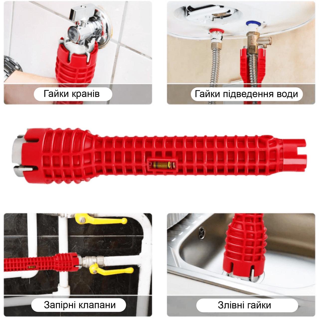 Сантехнічний ключ 8в1 для важкодоступних місць трубний гайковий/торцевий ключ (137018) - фото 9