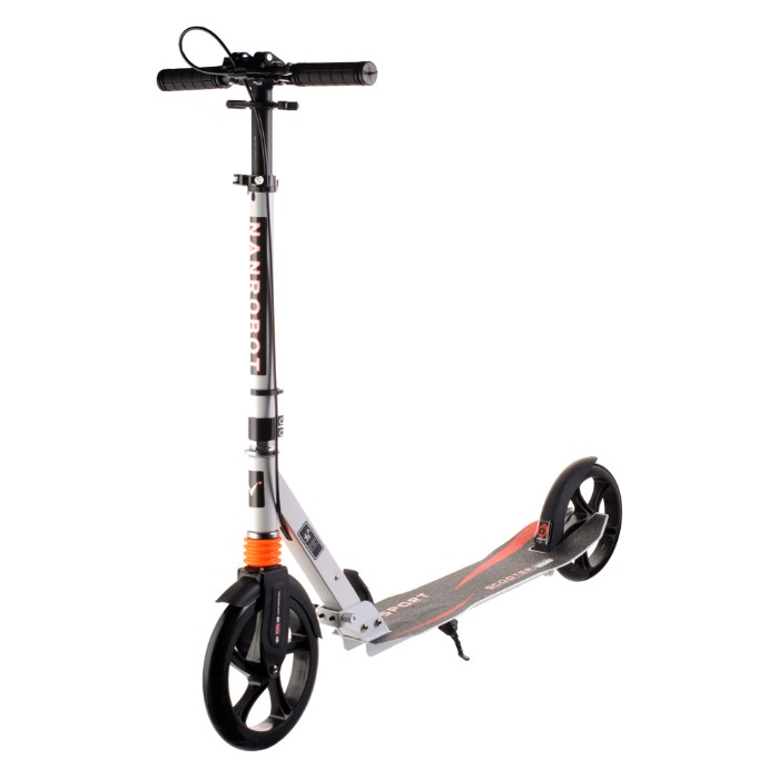 Самокат детский с амортизаторами Urban Scooter N8S PU с ручным тормозом d 230 мм Белый (N8S k-m)