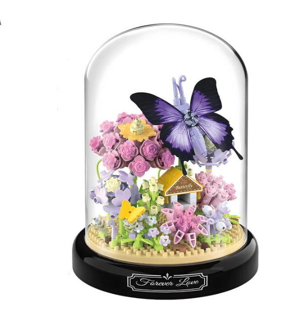 Конструктор Boutique 3D Квіти в колбі Метелик, 582 міні-деталей NO-P2281