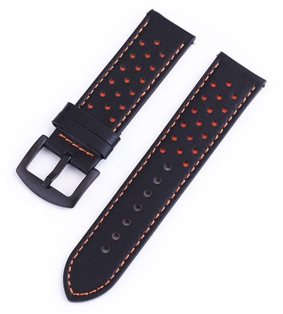 Ремешок кожаный Classico для Amazfit Bip 3 Black/Orange (28056-54) - фото 2