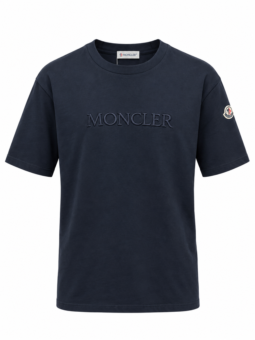 Футболка мужская в стиле MONCLER Embroidered Tonal Logo Cotton T-Shirt XL Темно-синий (MC12001.7XL)