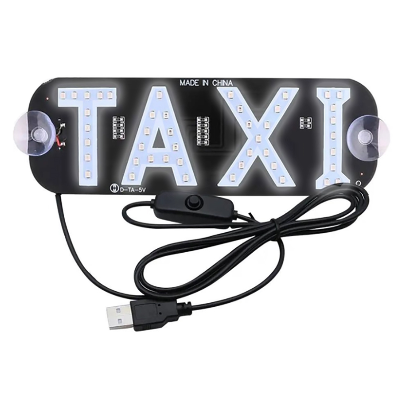 Табличка автомобильная "TAXI" LED 12 В Белый (969) - фото 1