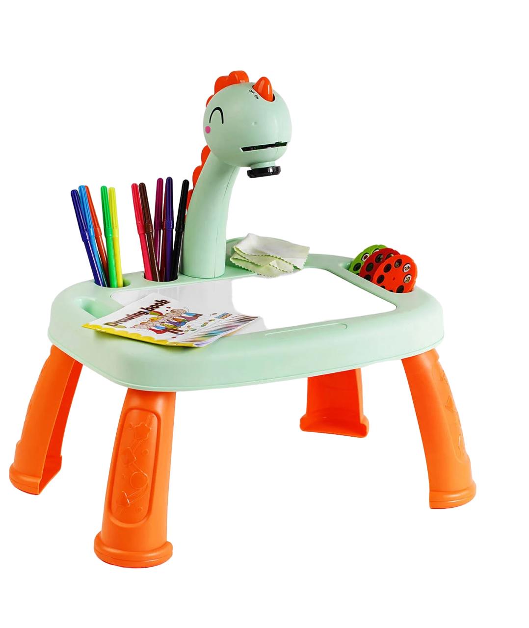 Столик с проектором детский для рисования Динозаврик подсветка/мелодия 3 диска фломастеры 12 шт. Green/Orange (121985) Столик с проектором детский для рисования Динозаврик подсветка/мелодия 3 диска фломастеры 12 шт. Green/Orange (121985)