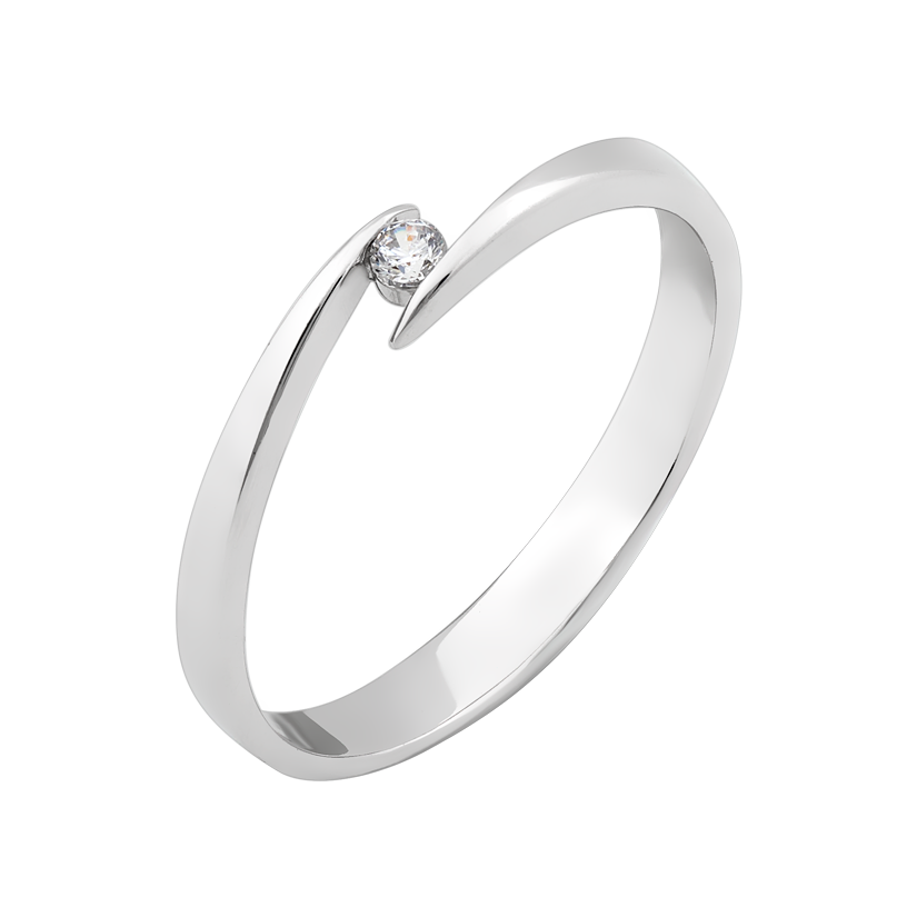 Кольцо серебряное Слияние с маленьким фианитом в центре р. 18