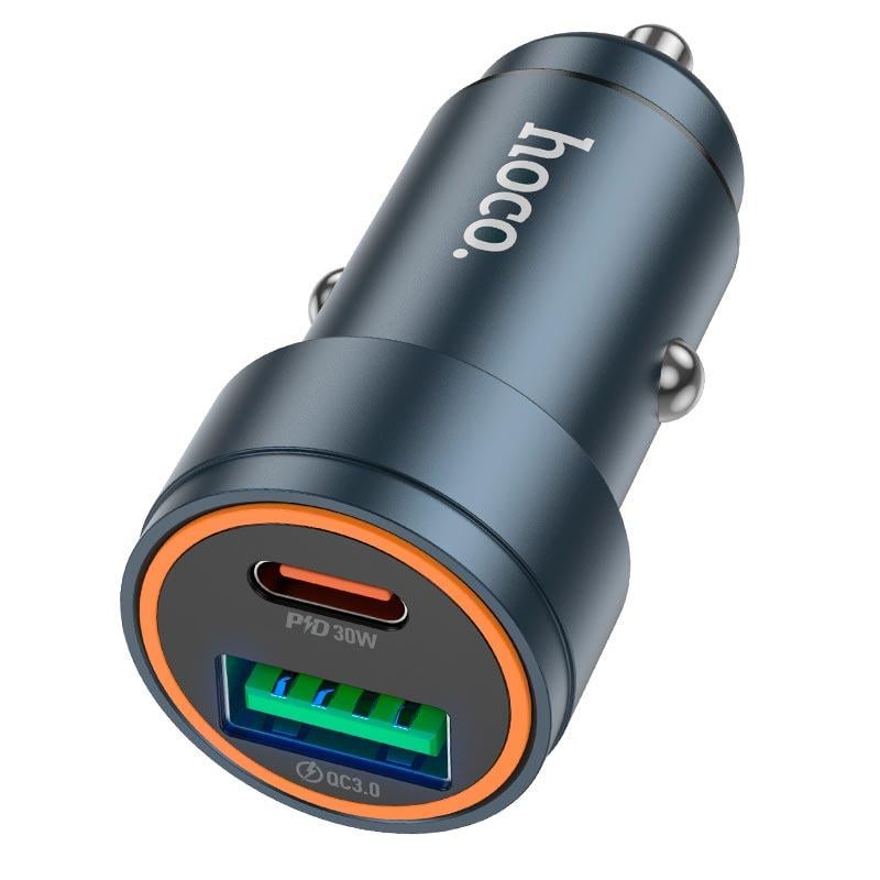 Зарядний пристрій для телефонів автомобільний Hoco Z57A Glorious Car charger USB/Type-C 30W/3A Grey (38dc2c0b)