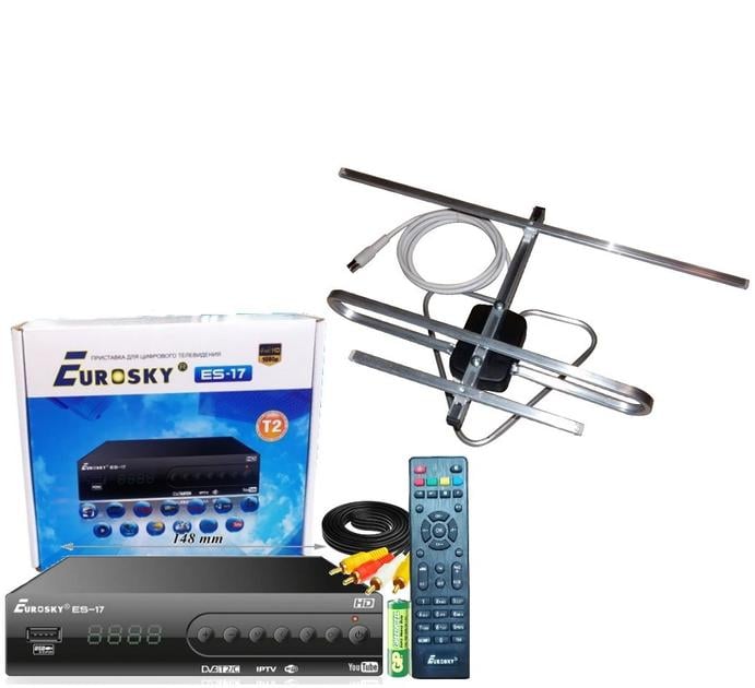 ТВ-тюнер ТВ-Тюнер Eurosky ES-17/антенна с усилителем 0,1 A-sus прием сигнала до 25 км ТВ-тюнер ТВ-Тюнер Eurosky ES-17/антенна с усилителем 0,1 A-sus прием сигнала до 25 км
