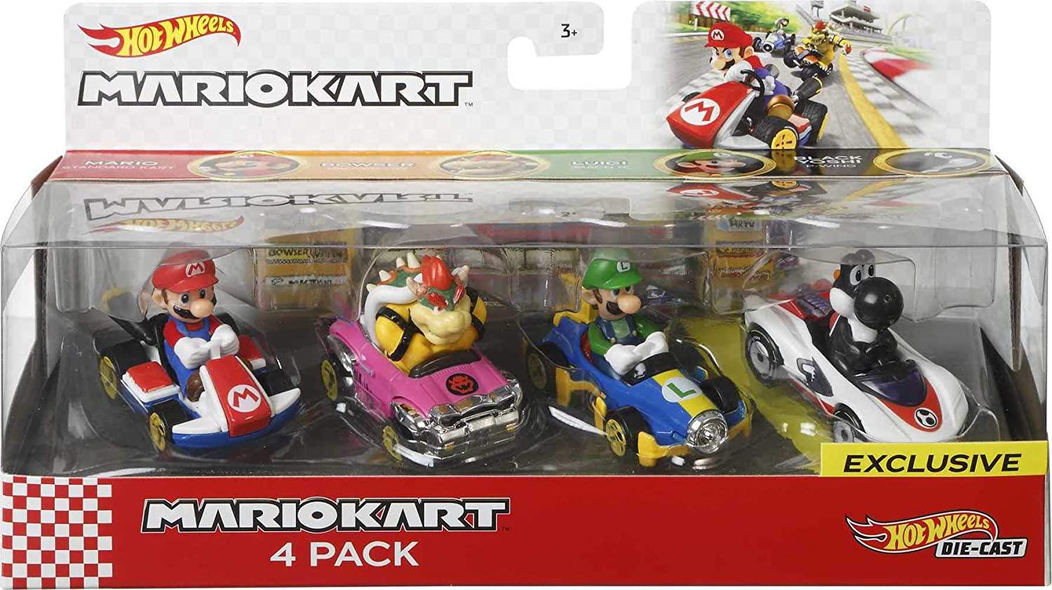 Набор из 4 машинок Hot Wheels Mario Kart Марио/Луиджи/Боузер/Йоши (GLN53)