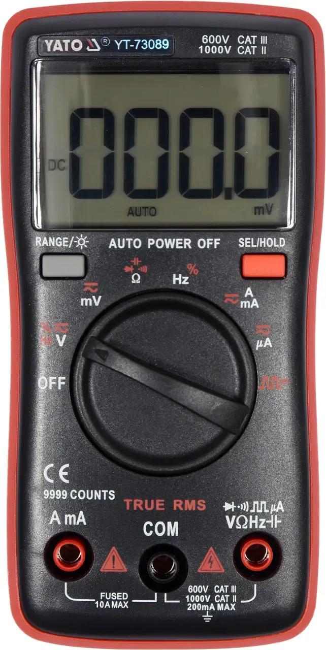 Мультиметр TRUE RMS електричних параметрів YATO з LCD-цифровим діапазоном (YT-730893) Мультиметр TRUE RMS електричних параметрів YATO з LCD-цифровим діапазоном (YT-730893)