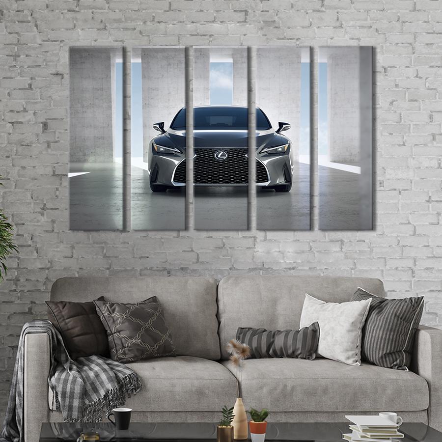 Картина на холсте Сверкающий серый Lexus IS250 132x80 см (1270-51)