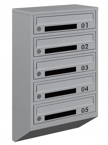 Почтовый ящик Галиндустрия Е1-05-D металлический многосекционный на 5 квартир Серый (132-119-000004818)