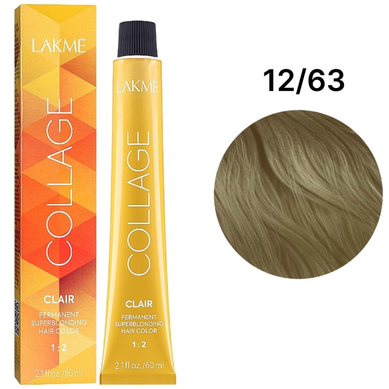 Краска для волос стойкая Lakme Collage Creme Hair Color 12/63 Суперосвещающий светло-белокурый коричнево-золотистый 60 мл