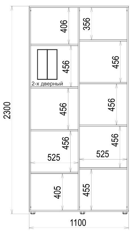 Шкаф-купе Luxe 2 двери Стекло тонированное/Стекло тонированное 405-405 CLS - III 1100x2300x600 мм Венге (35032) - фото 4