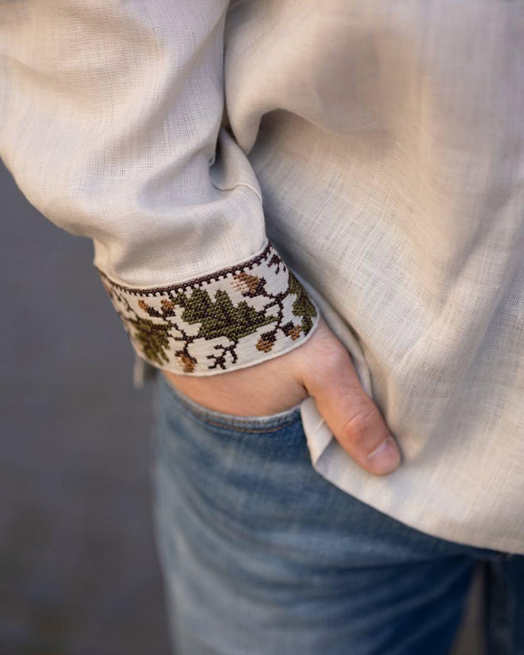 Вышиванка мужская р. 58 Бежевый (414) - фото 4 Вышиванка мужская р. 58 Бежевый (414) - фото 4