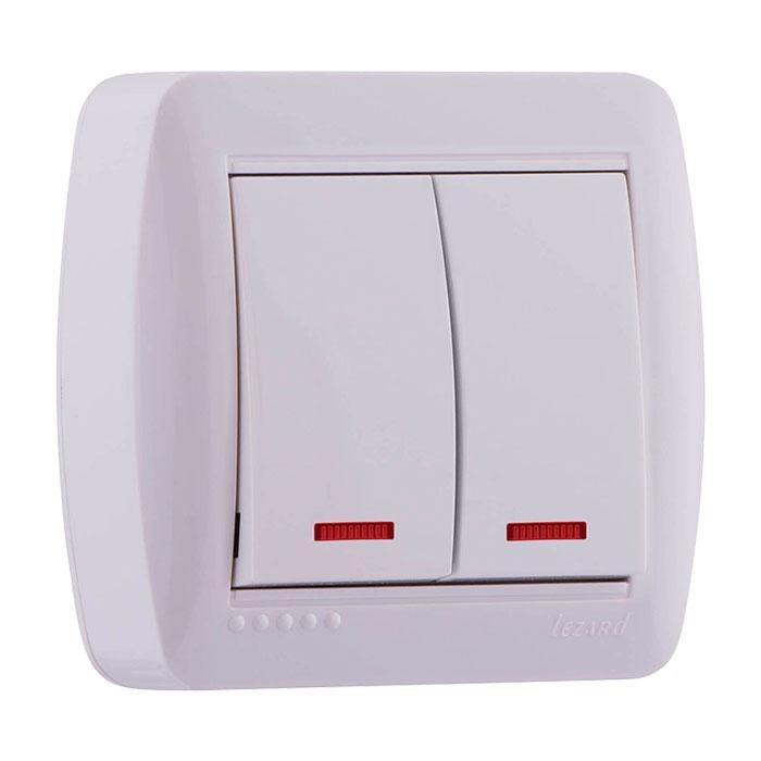 Вимикач Lezard Demet 2-клавішний з підсвіткою Білий (7110200112)