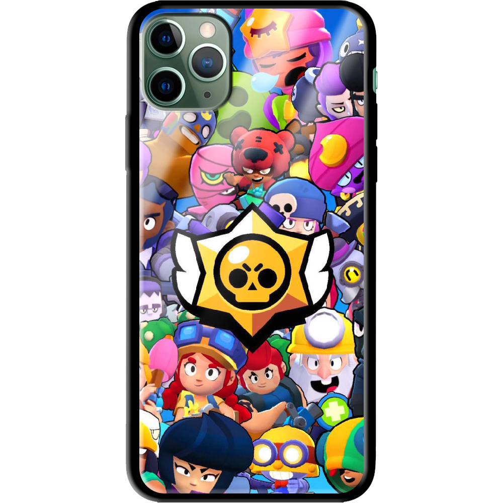 Чохол Boxface iPhone 11 Pro Max Brawl Stars Чорний силікон зі склом (38194-up2389-38347)