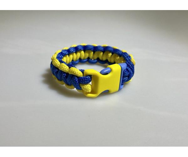 Плетеный браслет Safety из паракорда 16 см Сине-желтый (9291)