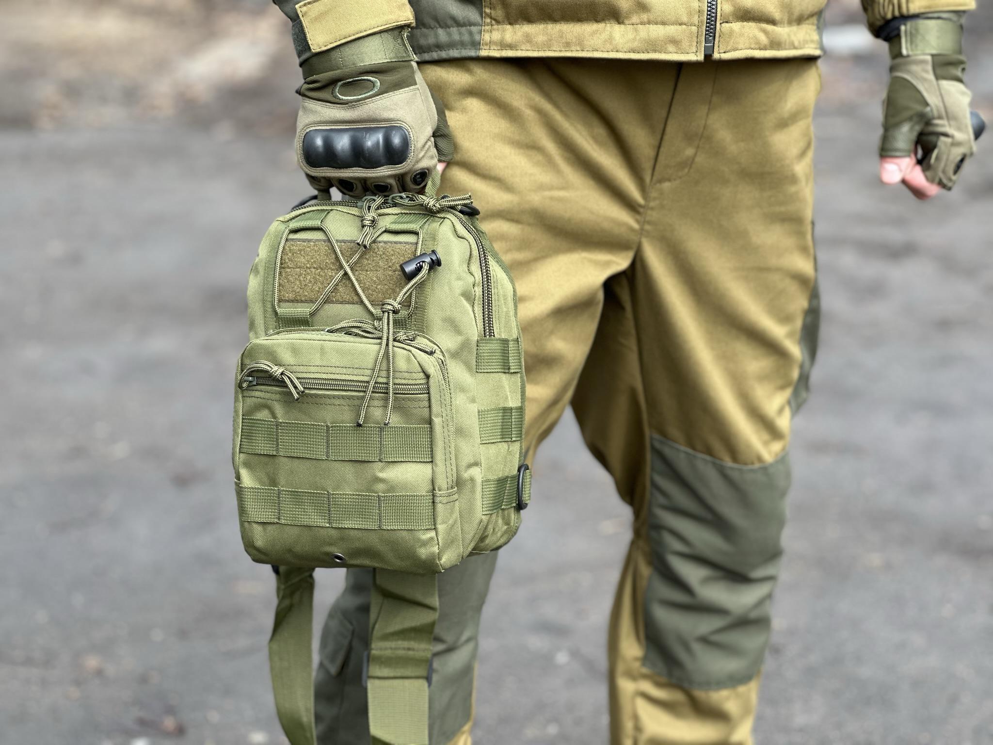 Сумка-слінг однолямкова Tactic із системою molle 7 л Olive (095-olive) - фото 8