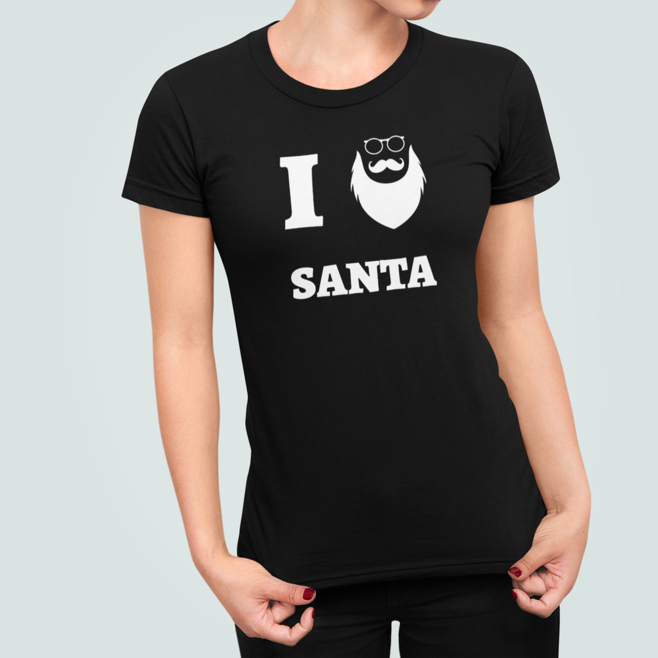 Футболка жіноча новорічна Stedman з принтом I love Santa XL Чорний (НГ82.1-4)