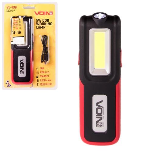 Ліхтар Voin VL-109 5W-COB 3W XPE/Power Bank 2000 mAh/магніт
