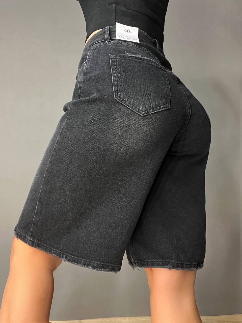 Шорты женские джинсовые Zeo Basic 4869 бермуды большие р. 44 Черный (4280) - фото 2 Шорты женские джинсовые Zeo Basic 4869 бермуды большие р. 44 Черный (4280) - фото 2