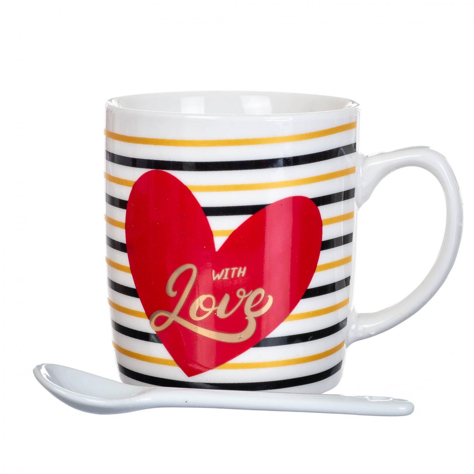 Кружка керамическая с ложкой Elisey Сердце2 200 мл (8201-006) Кружка керамическая с ложкой Elisey Сердце2 200 мл (8201-006)