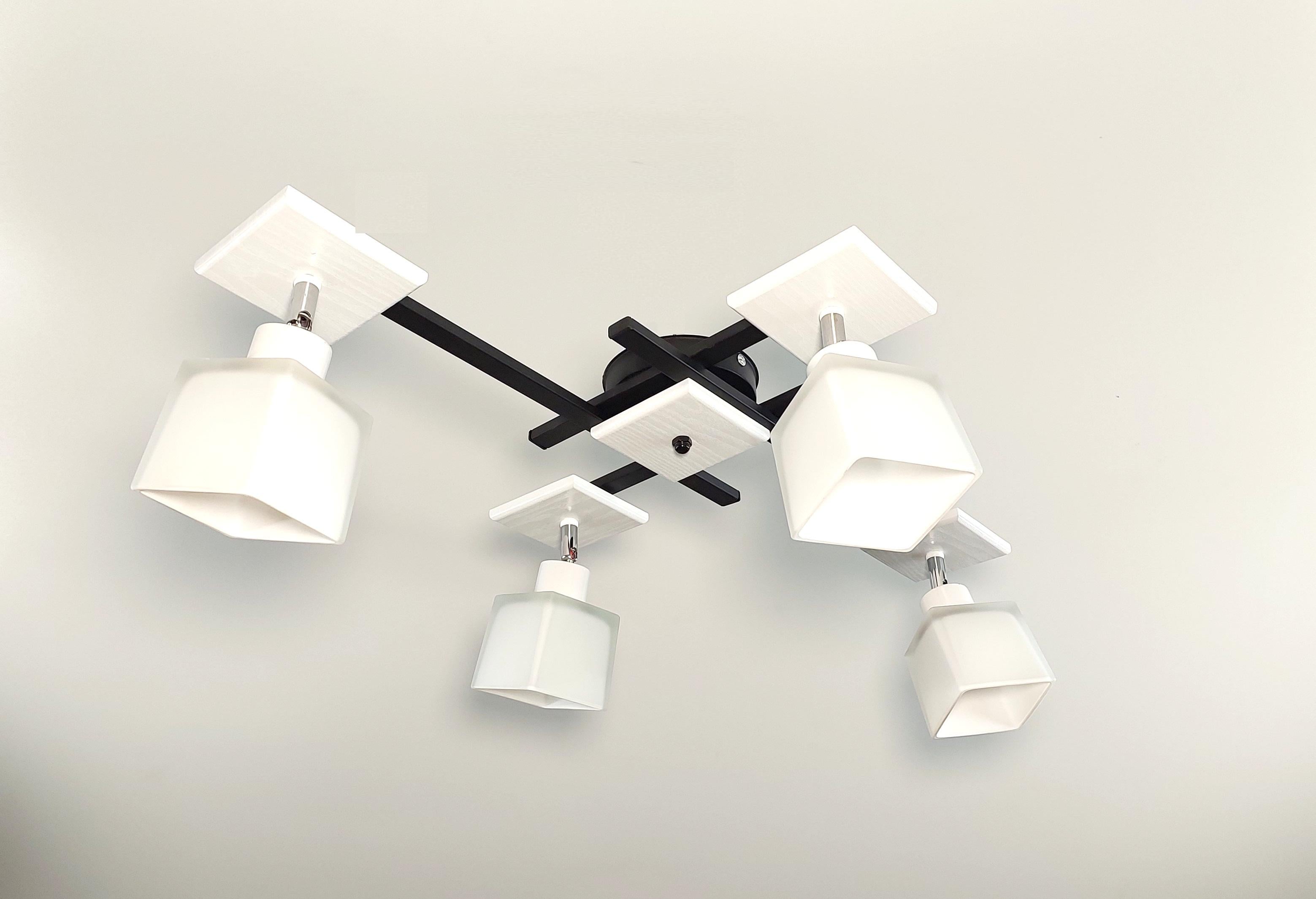 Люстра потолочная Оскар/2+2 на 4 поворотных плафона Черный/Белый