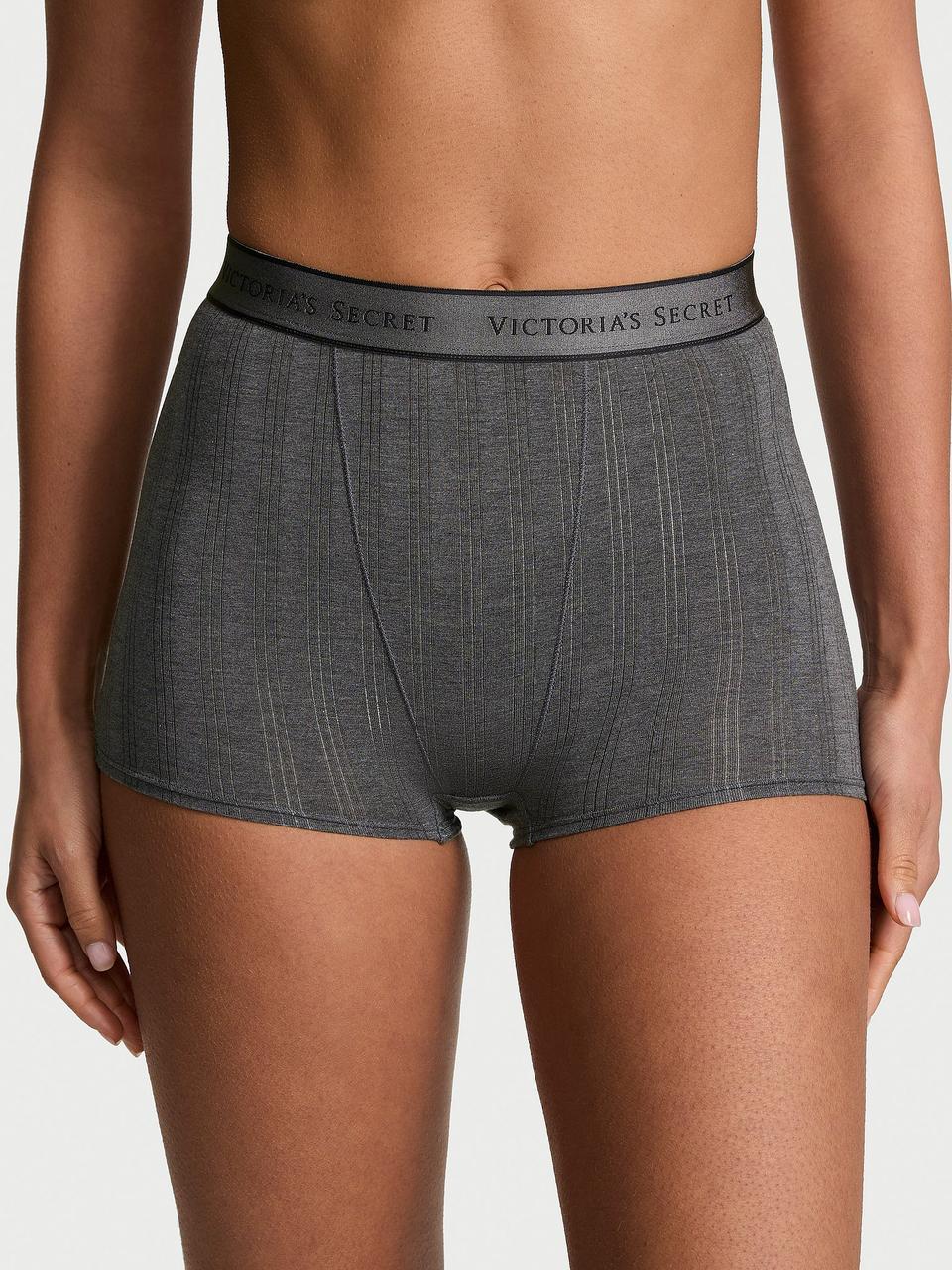 Трусики жіночі Victoria's Secret SoSoft Modal Ultra-Fine Logo High-Waist Boyshort XXL Сірий (3098892566)