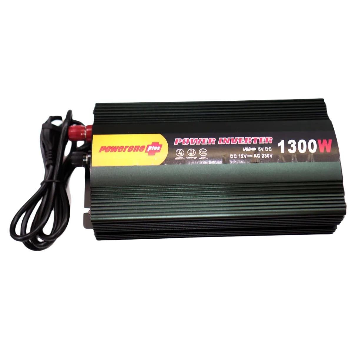 Перетворювач напруги Powerone Plus UPS-1300W з функцією заряджання 1300W DC/AC 12V-220V Black (2413402207)