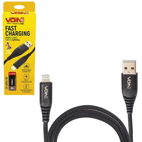 Кабель Voin CC-4202L BK USB-Lightning 3 А быстрая зарядка/передача данных 2 м Black (00000053576)