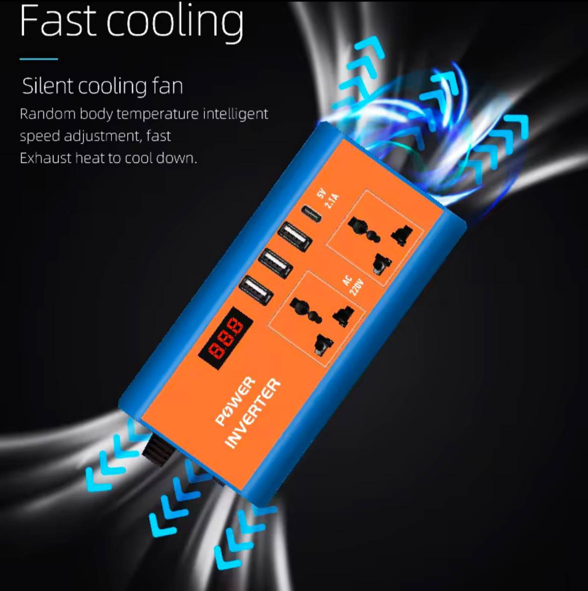 Инвертор автомобильный 500W 12/220 преобразователь напряжения с USB и цифровым дисплеем (inv500W) - фото 5