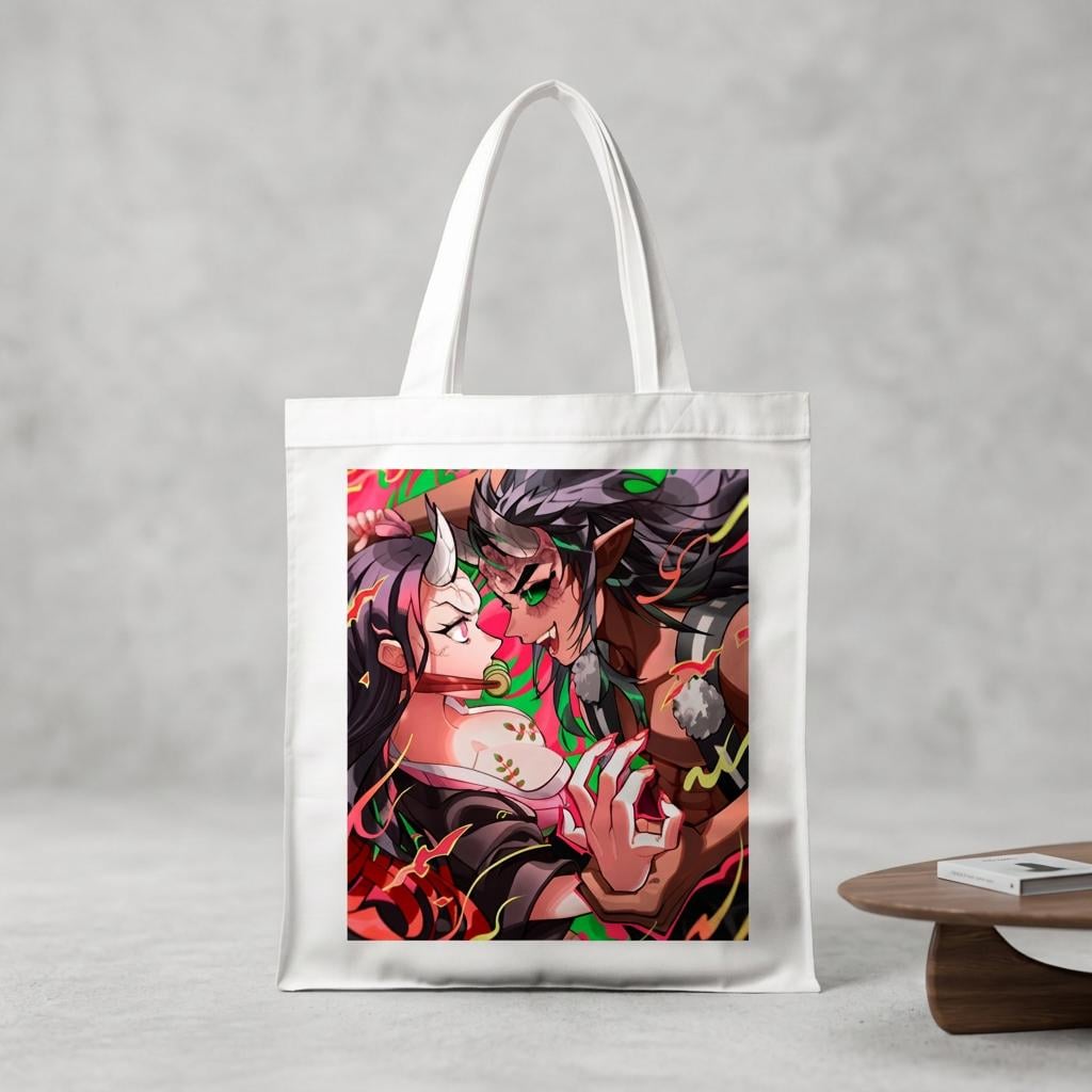 Сумка-шопер Demon Slayer Kimetsu no Yaiba из габардина Белый (6665)