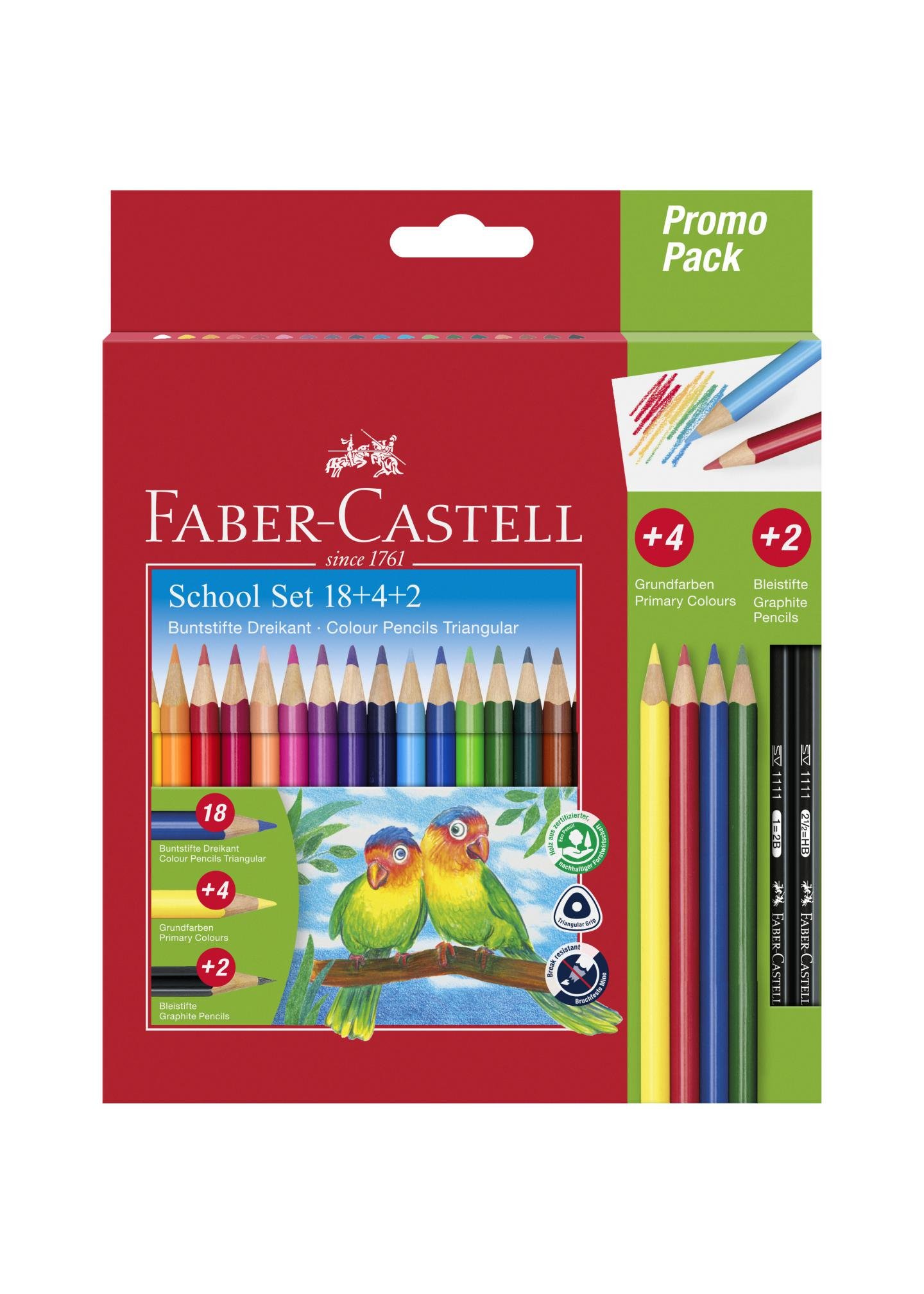 Набір олівців Faber-Castell 4 кольорів/2 чорнографітних 18 кольорів (201597) - фото 1