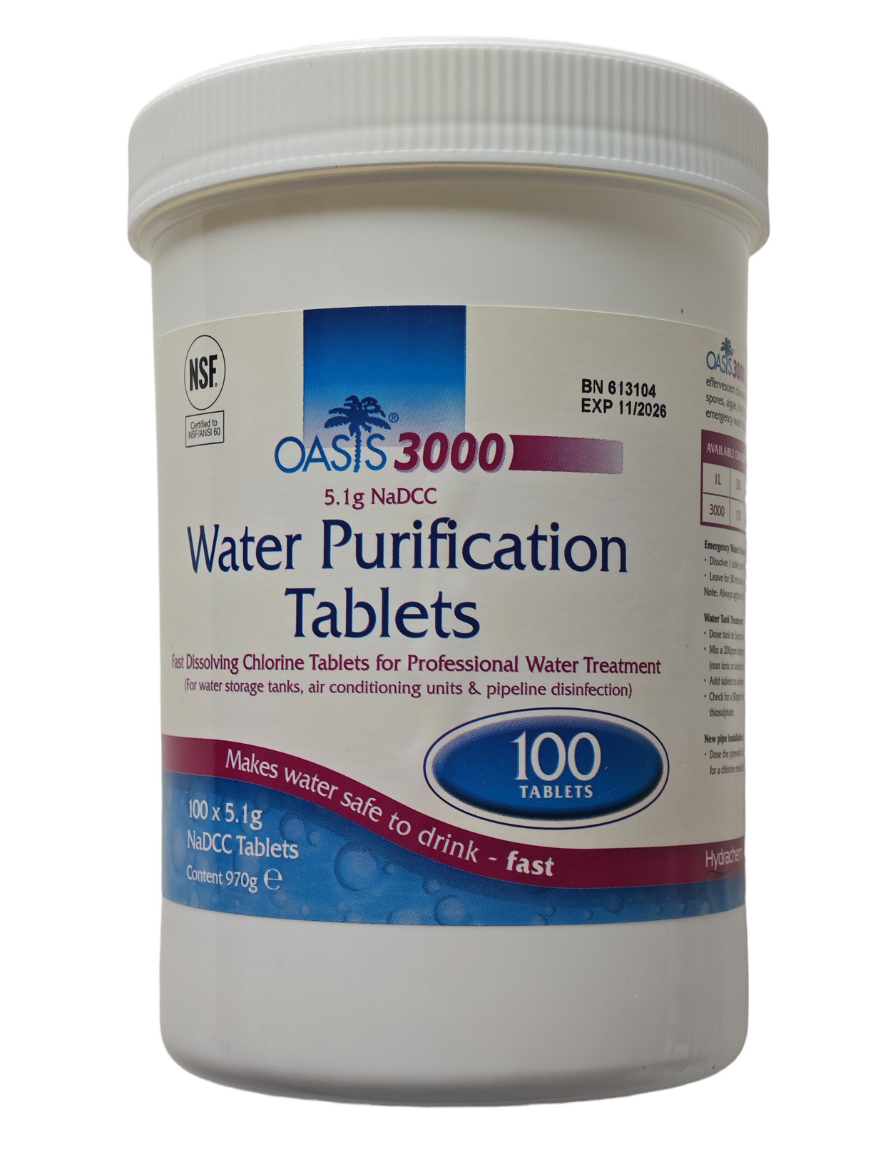 Таблетка для дезинфекции воды Oasis 3000 5,1 г NaDCC 1 таб.