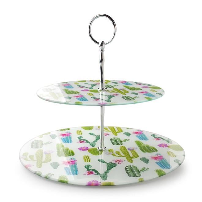Тортница стеклянная двухъярусная Kaktus (30360)