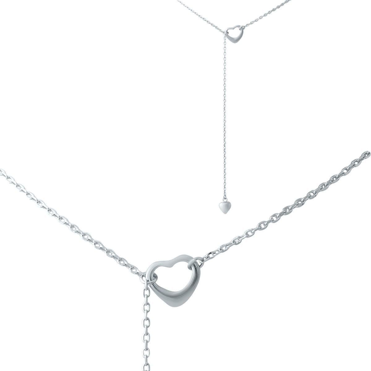Колье серебряное с подвесками в форме сердца