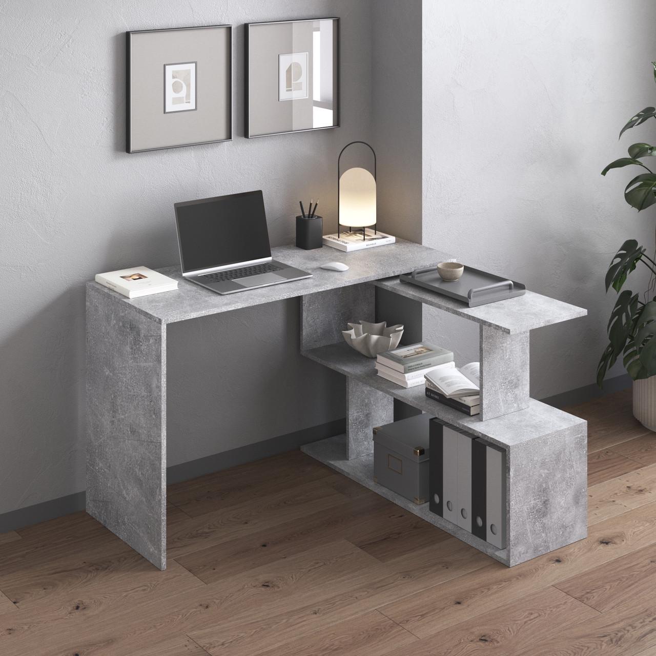 Стол-трансформер компьютерный VAYS поворотный 120х118х76,6 см Бетон (30642165)