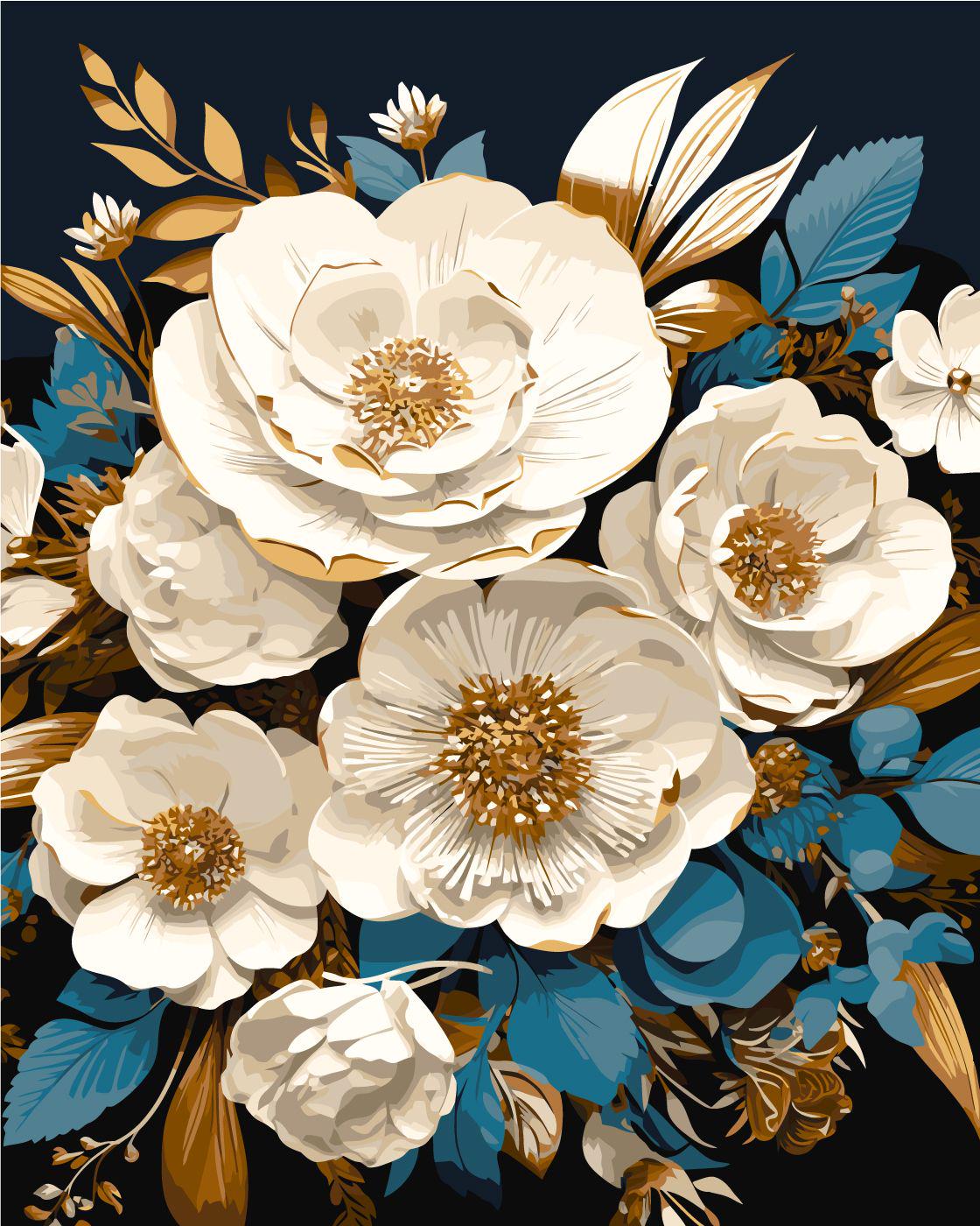 Картина за номерами Ідейка Біла симфонія з фарбами металік extra 40x50 см (KHO3270)