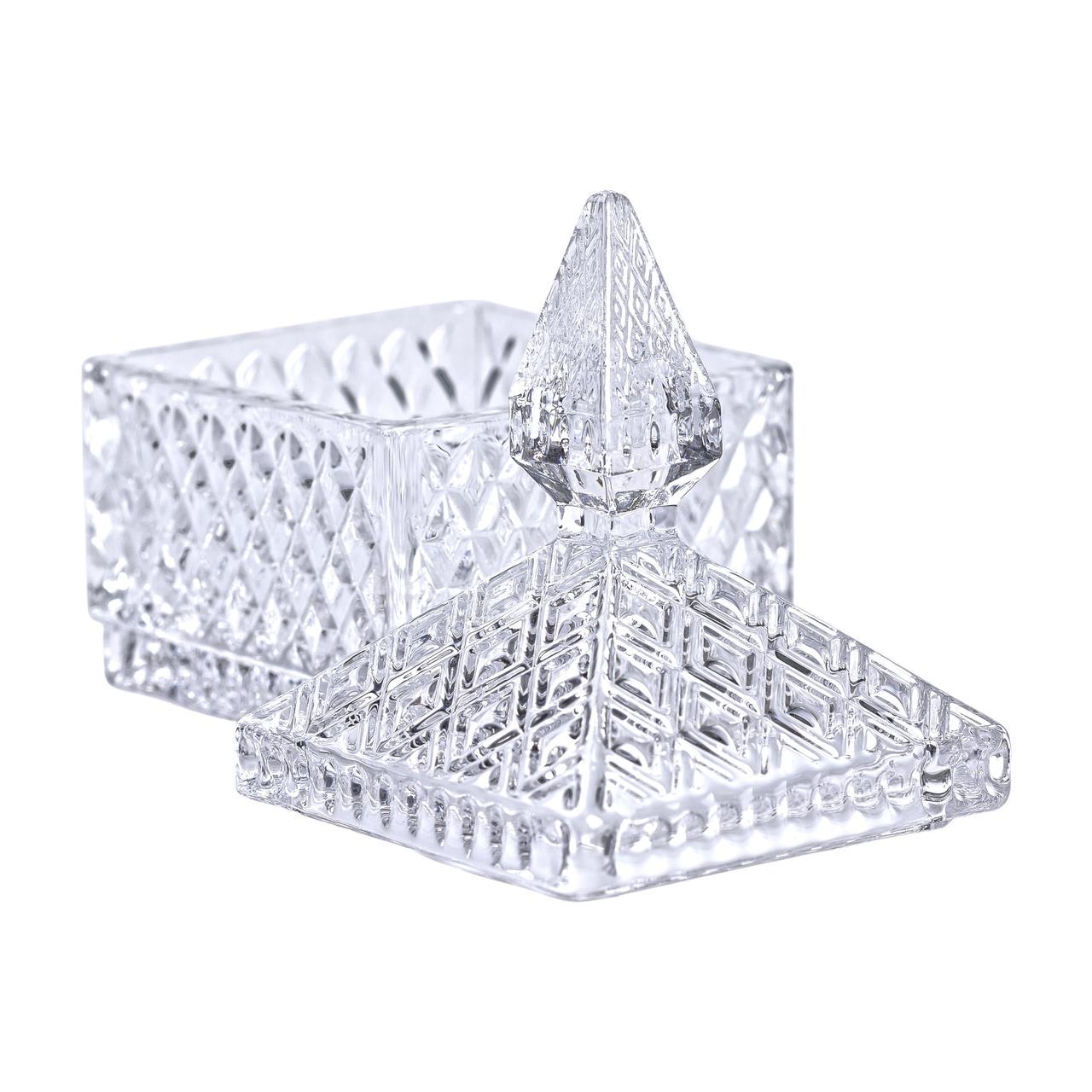 Цукерниця скляна з кришкою квадратна 8,5х8,5х15 см (5973)